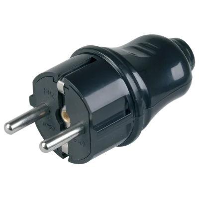 Вилка разборная прямая ВПп10-02-Ст с заземляющим контактом 16А черная IEK EVP10-16-01-K02 фото 1