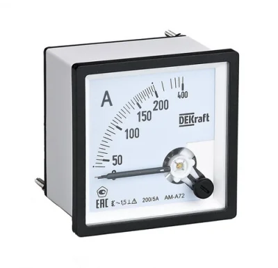 Амперметр аналоговый 1600/5А AC 72х72мм КТ 1,5 трансф. подкл. Dekraft 50218DEK фото 1