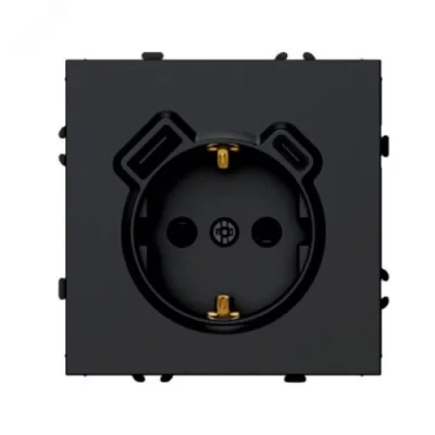 Розетка 1-местная з/ш с/з 16А + USB + Type C (механизм), , 250В, 20W, серия Эмили, черный уго STEKKE фото 1