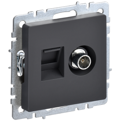 BRITE Роз. двойная TV+RJ45 кат.5E РТВ/РК12-БрГ граф. IEK BR-AK20-1-K53 фото 1