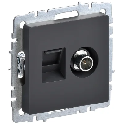 BRITE Роз. двойная TV+RJ45 кат.5E РТВ/РК12-БрГ граф. IEK BR-AK20-1-K53 фото 1