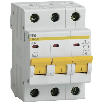 KARAT Авт. выкл. ВА47-29 3P C 32А 4,5кА IEK MVA20-3-032-C фото 1