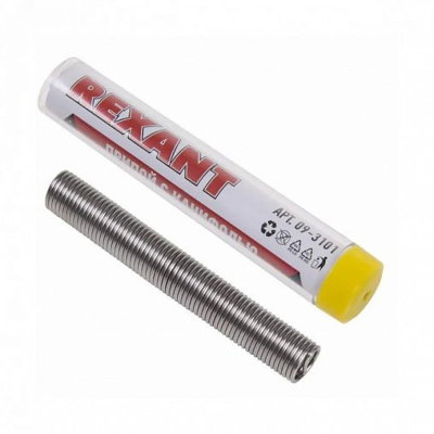 Припой с канифолью 10гр d1мм (Sn60 Pb40 Flux 2.2%) колба REXANT (1/20/500) Rexant 09-3101 фото 1