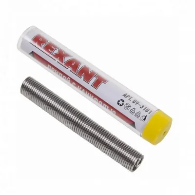 Припой с канифолью 10гр d1мм (Sn60 Pb40 Flux 2.2%) колба REXANT (1/20/500) Rexant 09-3101 фото 1