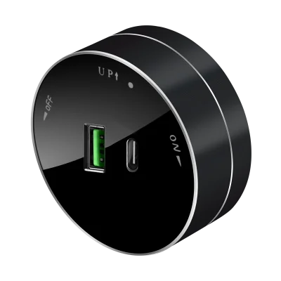 Розетка 2хUSB (тип А+С) 18Вт, 5В/3А MultiTrack Антрацит Systeme Electric MTK13003B фото 1