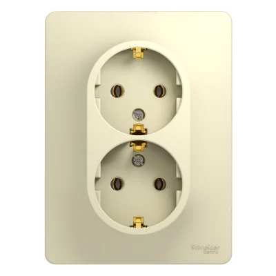 GLOSSA РОЗЕТКА двойная с заземлением, 16А, в сборе, БЕЖЕВЫЙ Systeme Electric GSL000224 фото 1