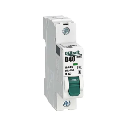 Авт. выкл. 1Р 40А х-ка D ВА-103 6кА нов. DEKraft 12341DEK фото 1