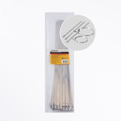 Хомут стальной 7.9х400мм, d пучка max 114мм, нагрузка 120кг, серый, SSCTE79-400 (25шт в упак) STEKKE фото 1