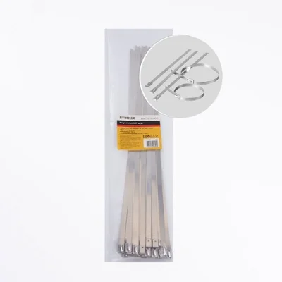 Хомут стальной 7.9х400мм, d пучка max 114мм, нагрузка 120кг, серый, SSCTE79-400 (25шт в упак) STEKKE фото 1