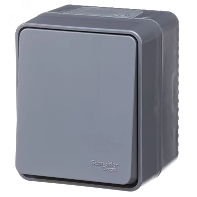 AtlasDesign PROFI IP54 О/У 1-клавишный кнопочный ВЫКЛЮЧАТЕЛЬ 10 АХ, АНТРАЦИТ ATN544 Systeme Electric фото 1