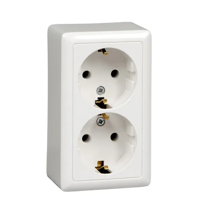 ХИТ О/У РОЗЕТКА двойная с заземлением без шт. ИЗОЛ.ПЛ. 16А, 250В, БЕЛЫЙ. Россия RA1 Systeme Electric фото 1