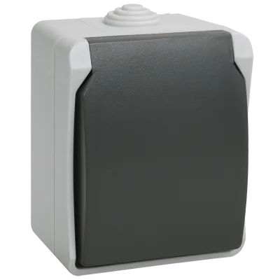 FORS Розетка 1-местная с заземлением для открытой установки 16А IP54 РСб20-3-ФСр серый ERS12-K03 IEK фото 1