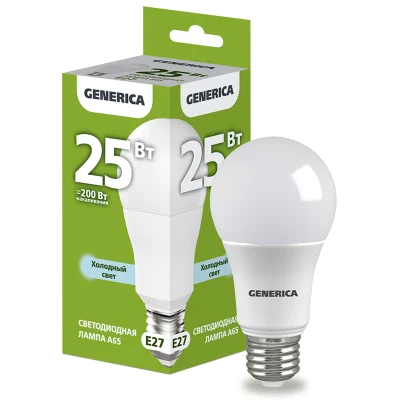 Лампа LED A65 груша 25Вт 230В 6500К E27 GENERICA LL-A65-25-230-65-E27-G фото 1