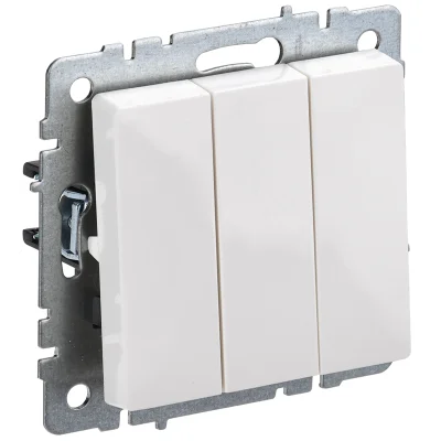 BRITE Выключ. 3-кл. 10А ВС10-3-0-БрБ бел. IEK BR-V30-0-10-K01 фото 1