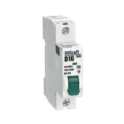 Авт. выкл. 1Р 16А х-ка D ВА-103 6кА нов. DEKraft 12337DEK фото 1
