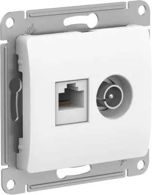 GLOSSA РОЗЕТКА двойная ТВ + компьютерная RJ45 кат. 5e, механизм, БЕЛЫЙ Systeme Electric GSL000189 фото 1