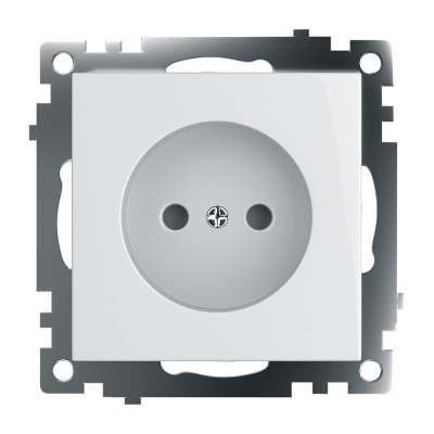 Розетка электрическая 1-местная (механизм) б/з, серия Катрин, GLS10-7109-01, белый STEKKER 39303 фото 1