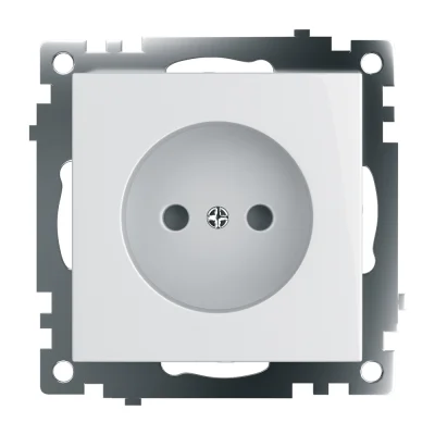 Розетка электрическая 1-местная (механизм) б/з, серия Катрин, GLS10-7109-01, белый STEKKER 39303 фото 1