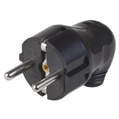 Вилка разборная угловая ВПу11-02-Ст с заземляющим контактом 16А черная IEK EVP11-16-01-K02 фото 1