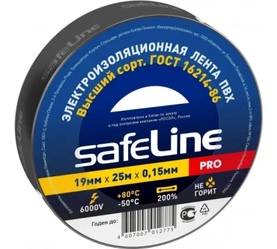 Изолента 19/25 черный Safeline 9372 фото 1