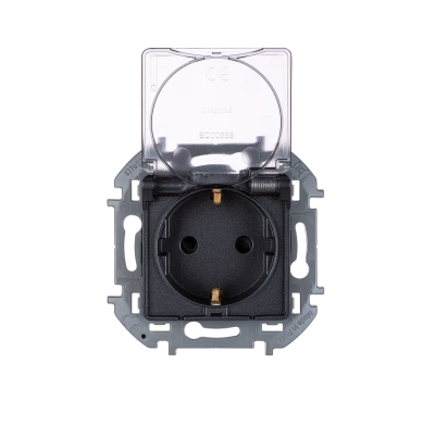 Розетка 2К+З IP 44 с откидной крышкой и шторками - немецкий стандарт - 16 А - 250 В~ - INSPIRIA - ан фото 1