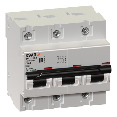 Выключатель автоматический модульный ВА47-100-3С63-УХЛ3- КЭАЗ 233034 фото 1