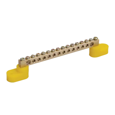 Шина PE "земля" на двух угловых изол ШНИ-6х9-14-У2-Ж IEK YNN10-69-14C2-K05 фото 1