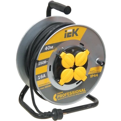 Катушка УК40 2P+PE/40м КГ 3х2,5мм2 IP44 "Professional" IEK WKP17-16-04-40-44 фото 1
