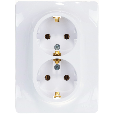 GLOSSA РОЗЕТКА двойная с заземлением, 16А, в сборе, БЕЛЫЙ Systeme Electric GSL000124 фото 1
