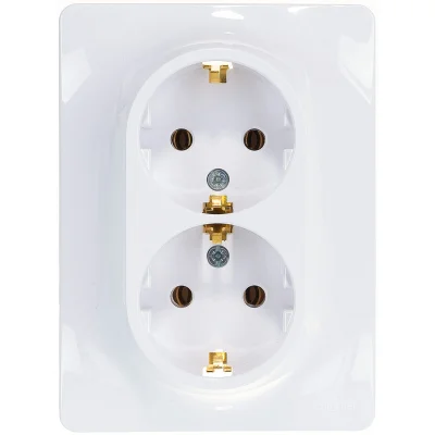 GLOSSA РОЗЕТКА двойная с заземлением, 16А, в сборе, БЕЛЫЙ Systeme Electric GSL000124 фото 1