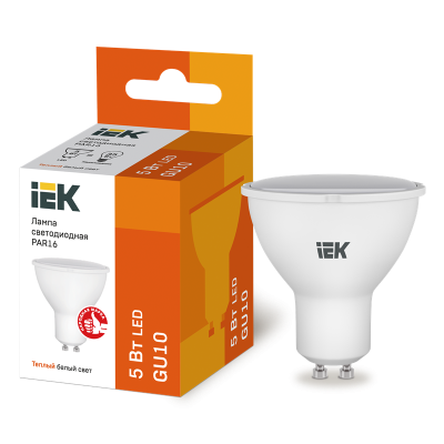 Лампа LED PAR16 софит 5Вт 230В 3000К GU10 IEK LLE-PAR16-5-230-30-GU10 фото 1
