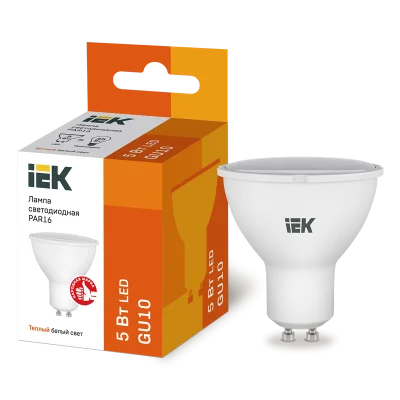 Лампа LED PAR16 софит 5Вт 230В 3000К GU10 IEK LLE-PAR16-5-230-30-GU10 фото 1