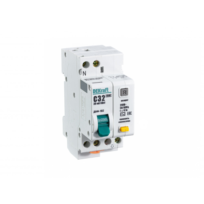 АВДТ 1Р+N 32А 30мА тип AC х-ка С ДИФ-102 нов. 4,5кА DEKraft 16006DEK фото 1