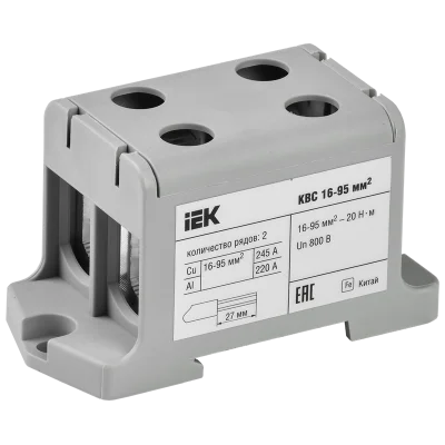 Клемма вводная силовая КВС 16-95 кв.мм. 2-рядная серая IEK YZN13-095-K03 фото 1