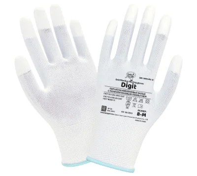 Перчатки нейлоновые белые с полиуритановым покрытием Digit р.9 (L) GOLD MANIBUS GM-1004PU-white-9 фото 1