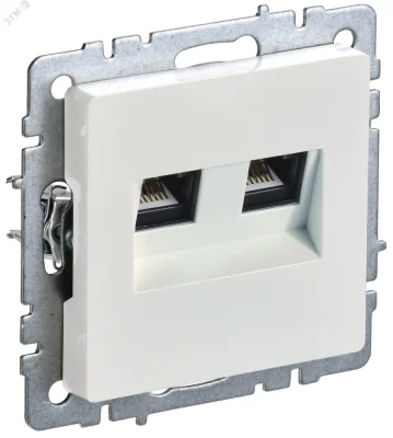 BRITE Розетка компьютерная двойная кат.5E RJ45 РК10-2-БрЖ жемчуг IEK BR-K20-1-K36 фото 1