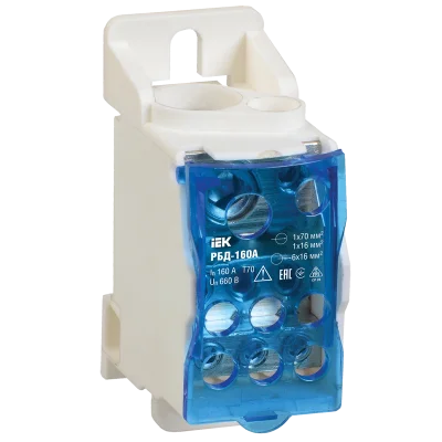 Распределительный блок на DIN-рейку РБД-160А IEK RBD-160 фото 1