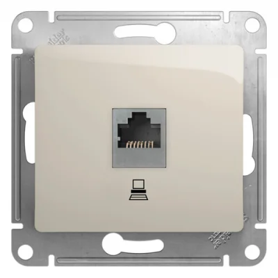 GLOSSA РОЗЕТКА компьютерная RJ45 кат.5Е, механизм, МОЛОЧНЫЙ Systeme Electric GSL000981K фото 1