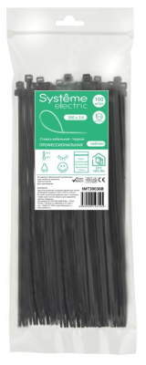 Стяжка кабельная нейлоновая 300х3.6 Чёрная (100шт) в пакете с замком ЗИП-ЛОК IMT300 Systeme Electric фото 1