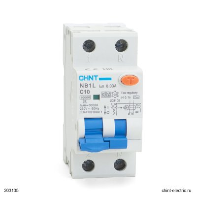 Диф. автомат NB1L 1P+N C10 30мА тип AC 10кА (36mm) (R) CHINT 203105 фото 3