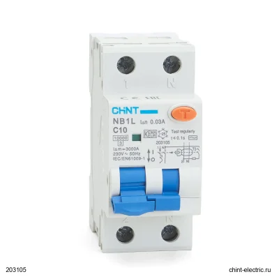 Диф. автомат NB1L 1P+N C10 30мА тип AC 10кА (36mm) (R) CHINT 203105 фото 3