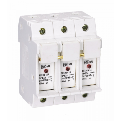 Держатель предохр. C14 со светодиод. индикацией 3P ДП-102 DEKraft 21388DEK фото 1