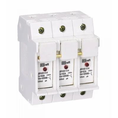 Держатель предохр. C14 со светодиод. индикацией 3P ДП-102 DEKraft 21388DEK фото 1