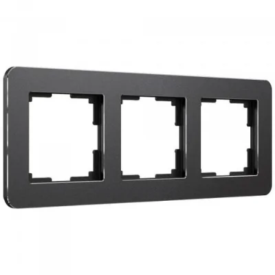 Рамка на 3 поста Platinum черный алюминий W0032608 Werkel a059216 фото 1