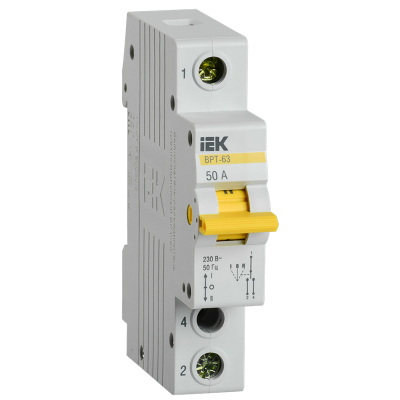 Выключатель-разъединитель трехпозиционный ВРТ-63 1P 50А IEK MPR10-1-050 фото 1