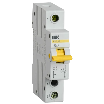 Выключатель-разъединитель трехпозиционный ВРТ-63 1P 50А IEK MPR10-1-050 фото 1