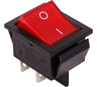 Выключатель клавишный 250V 20А (4с) ON-OFF красный с подсветкой REXANT (10/10/500) Rexant 36-2340 фото 1