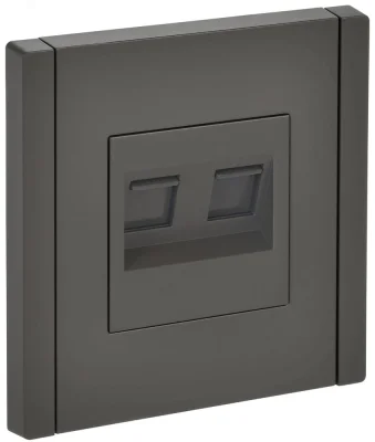 FORTE&PIANO Розетка компьютерная двойная RJ45 кат.5E FP333 серый IEK FP-K20-1-K03 фото 1