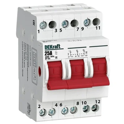 Трехпозиционный выключатель-разъединитель 3P 25A ВР-103 DEKraft 17214DEK фото 1