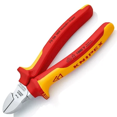 Бокорезы VDE, 160 мм, хром, 2-комп диэлектрические ручки KNIPEX KN-7006160 фото 1